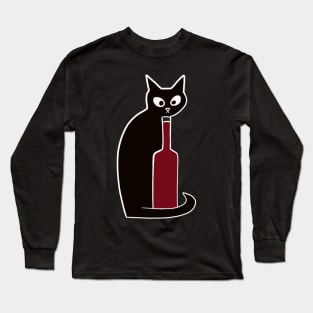 Black Cats Love Red Wine Long Sleeve T-Shirt